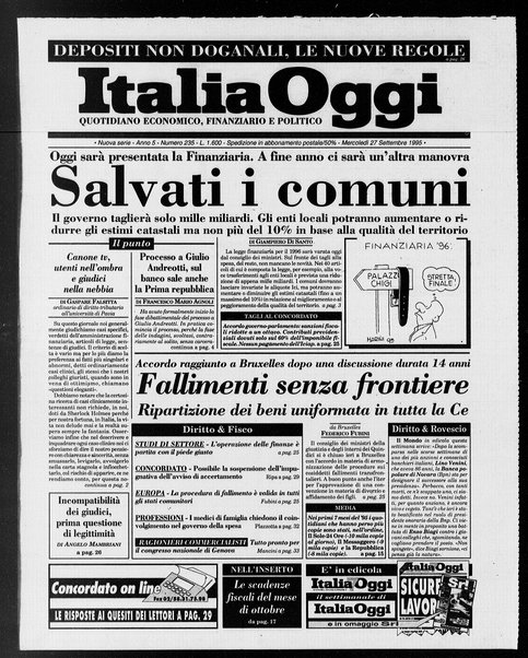 Italia oggi : quotidiano di economia finanza e politica